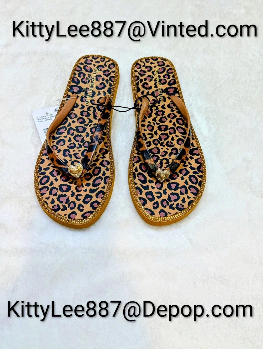 Juicy Couture Y2K Leopard Print Flip Flops